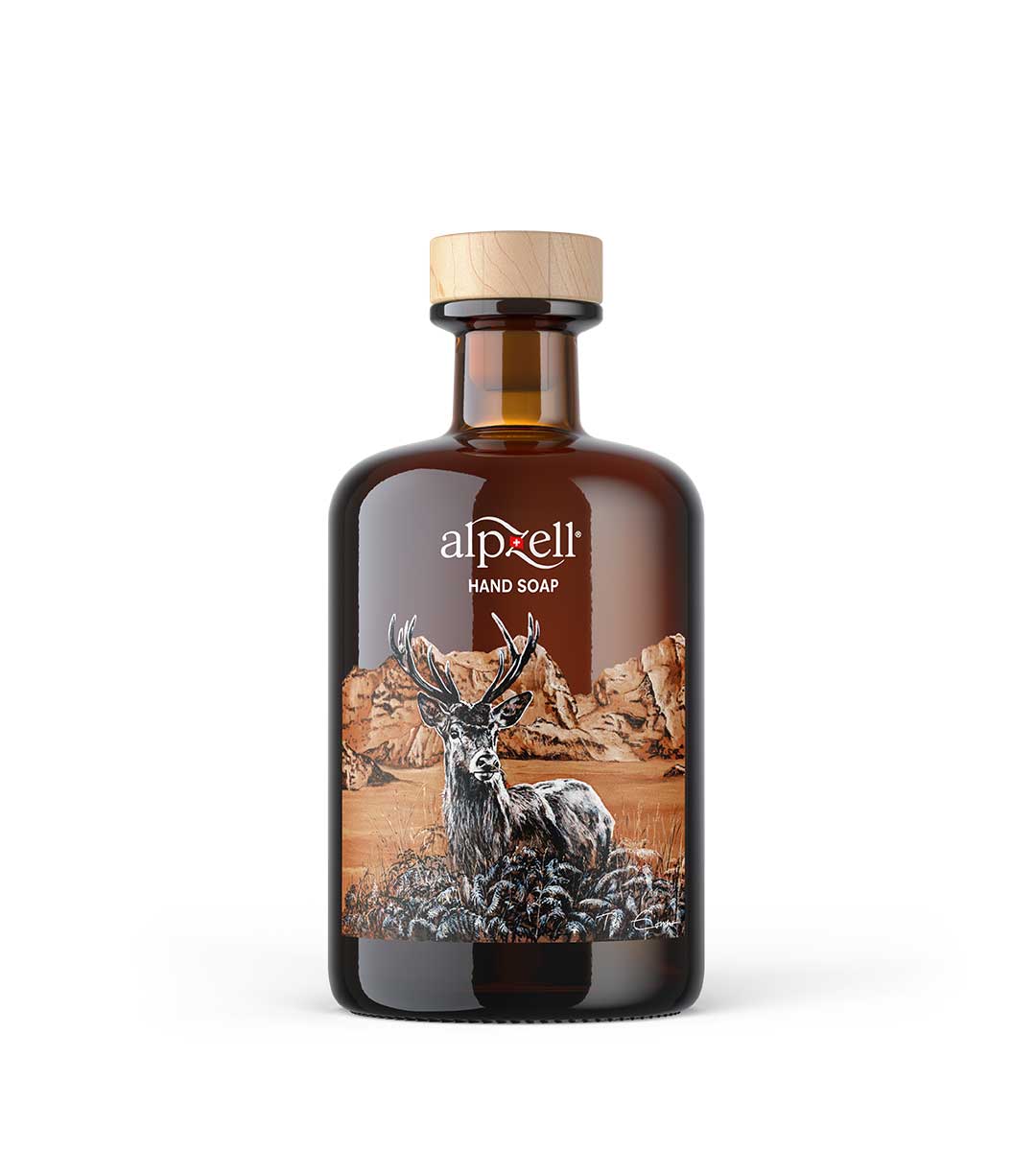 Alpzell Handseife Glasflasche personalisiert (500 ml) – Schweizer Pflege aus dem Appenzell