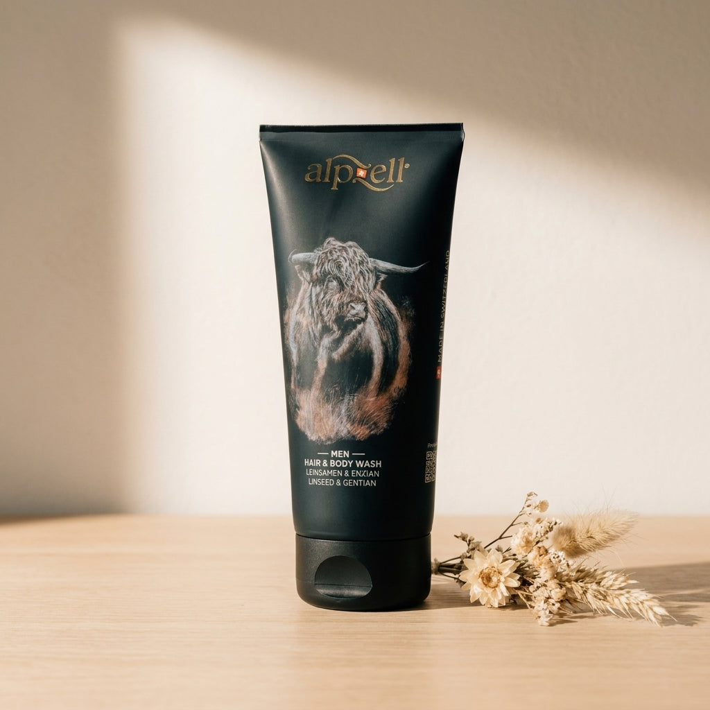 Alpzell Hair & Body Wash für Männer (200 ml) – Schweizer Pflege aus dem Appenzell, Detailansicht