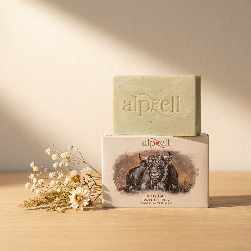 Alpzell Seifenblock Sweet Herbs (180 g) – Schweizer Pflege aus dem Appenzell, Detailansicht